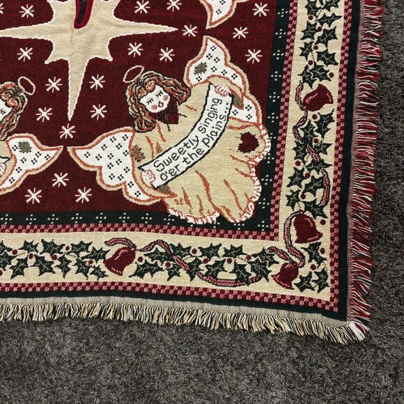 Vintage USA Tree Skirt Heavenly Halo 100% Cotton 48” Angels Christmas Tapestry - Picture 4 of 4